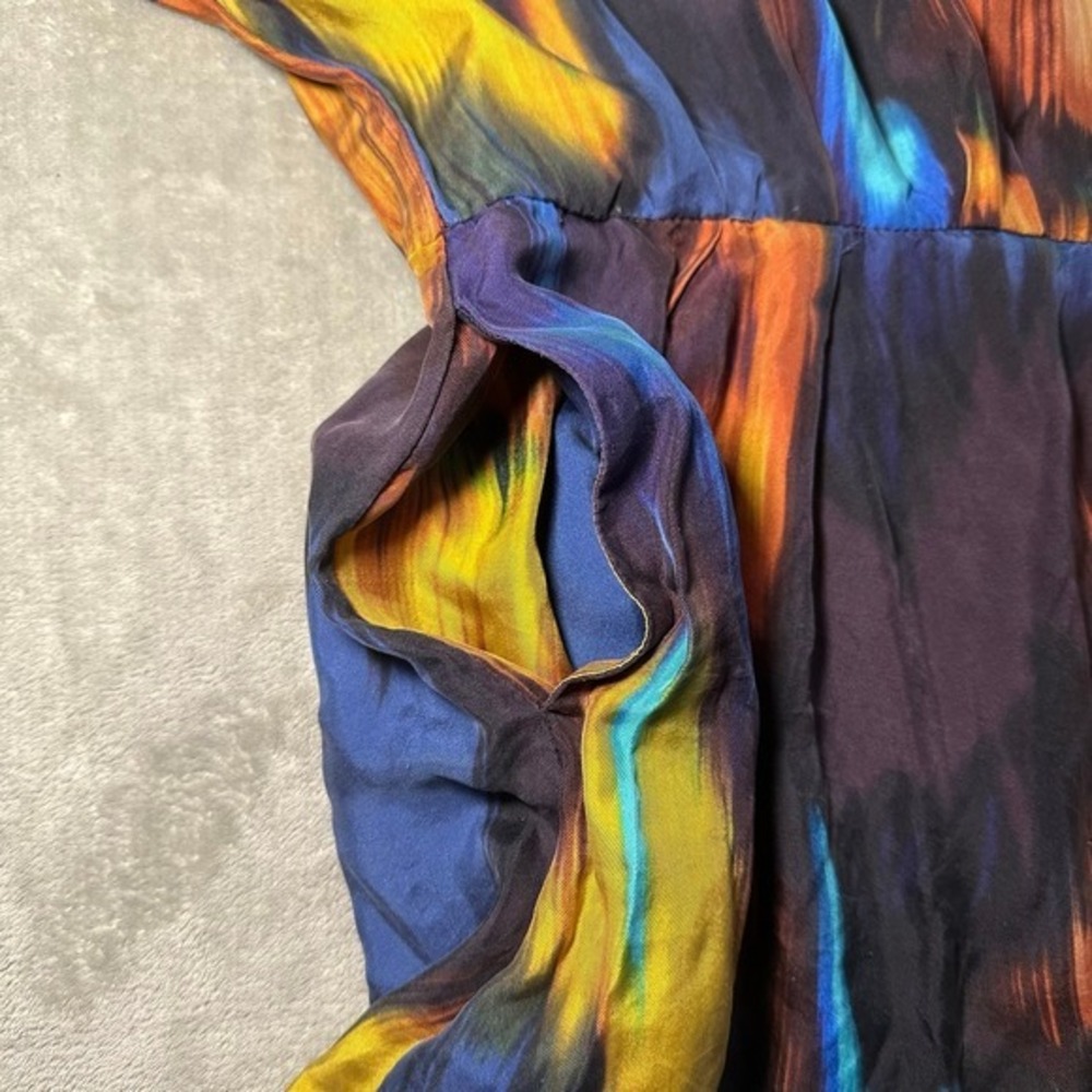 Vtg Abstract Print Mini Dress Women Size M 100% Silk Multicolor Art To Wear Boho - Picture 11 of 12